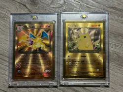 Pokemon Celebrations Set of Gold MetalCards (Charizard 4/102, Pikachu 58/102) - Image 1