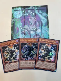 Yugioh 3x Red-Eyes Black Fullmetal Dragon ROTA-EN005 Rage of the Abyss 1st Ed NM - Image 1
