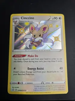 Pokemon TCG Cinccino SV094/SV122 Shining Fates: Shiny Vault Holo Rare Card NM - Image 1