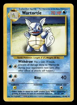 Wartortle 42/102 Uncommon Base Set Pokemon Card - Image 1