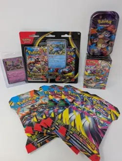 Pokemon TCG Mega Evolution Lot Tin, Booster Bundle, Golduck Blister, Xerneas - Image 1