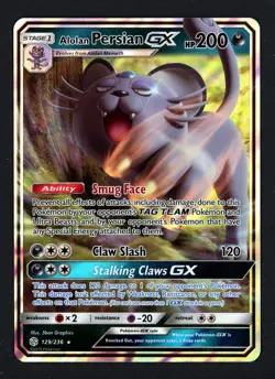 Alolan Persian GX 129/236 Cosmic Eclipse Ultra Rare Pokemon TCG - Image 1