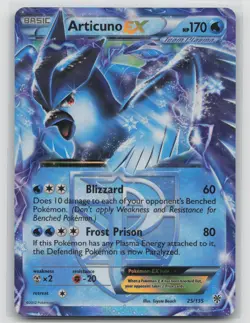 Pokemon Card Articuno EX (Team Plasma) Ultra Rare Plasma Storm 25/135 LP - Image 1