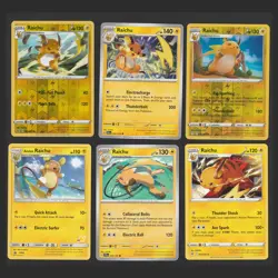 Raichu Pokemon Card Collection Set of 6 English Cards Reverse Holo Rare - Image 1