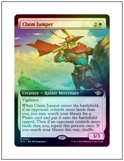 1x Claim Jumper, Outlaws of Thunder Junction, Extended Art Foil, MTG NM - Image 1