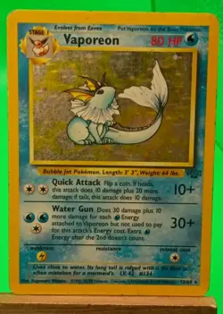 Pokemon TCG Vaporeon 12/64 Jungle Holo Rare 1999 Vintage Excellent Condition - Image 1
