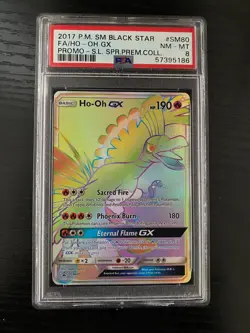 Pokemon TCG Ho-Oh GX SM Black Star Promo SM80 Promo PSA 8 - Image 1
