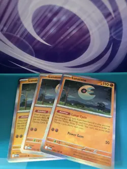 3x LUNATONE 074/132 HOLO RARE POKEMON TCG: MEGA EVOLUTION BASE SET NM - Image 1