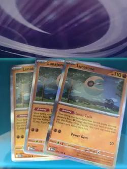 3x LUNATONE 074/132 HOLO RARE POKEMON TCG: MEGA EVOLUTION BASE SET NM - Image 2