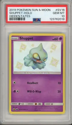 2019 Pokemon Sun & Moon Hidden Fates Shuppet Holo #SV16 PSA 10 - Image 1