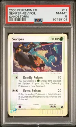 2003 Pokemon EX Sandstorm 11 Seviper Reverse PSA 8 NM-MT - Image 1