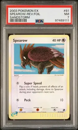 2003 Pokemon EX Sandstorm 81 Spearow Reverse PSA 7 NM - Image 1