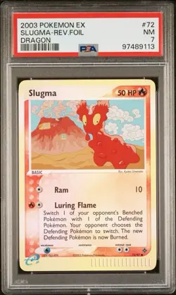 2003 Pokemon EX Dragon 72 Slugma Reverse PSA 7 NM - Image 1