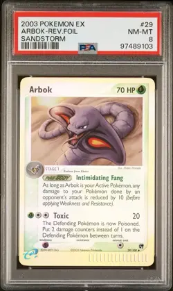 2003 Pokemon EX Sandstorm 29 Arbok Reverse PSA 8 NM-MT - Image 1