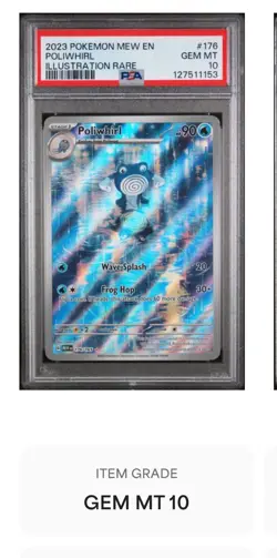 Poliwhirl #176 Illustration Rare Pokemon Mew 151 en 2023 PSA 10 Gem MT - Image 1
