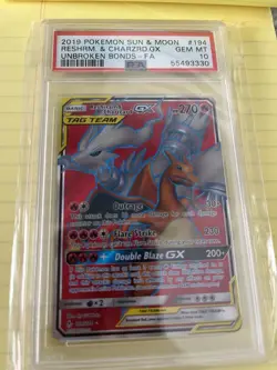 Pokemon Reshiram & Charizard GX Unbroken Bonds Full Art #194 PSA 10 Gem Mint - Image 2