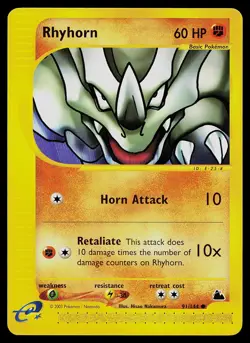 Pokemon Card - Rhyhorn Skyridge 91/144 Common - Image 1
