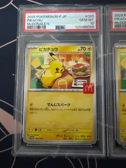 PSA 10 Pikachu PROMO 020/M-P McDONALDS Pokemon Card Sequential 3 Set 2025 - Image 3