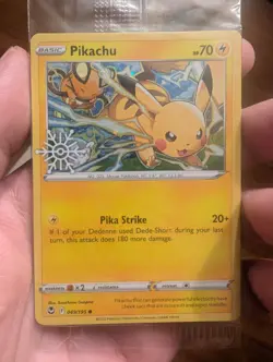 Pikachu 049/195 Holiday Calendar Promo Snowflake Stamp SEALED Pokemon - Image 1