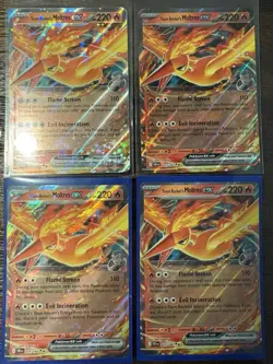 Team Rocket's Moltres EX 031/182 Lot of 4 Destined Rivals Pokemon Cards MINT - Image 1