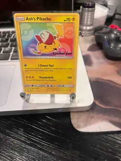 Pokemon Card TCG - Ash's Pikachu SM108 Sun & Moon Black Star Promo Near Mint - Image 1