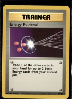 Pokemon Energy Retrieval 81/102 Base Set Non Holo Uncommon 2 Card Lot LP - Image 1
