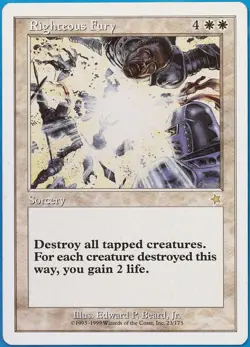 Righteous Fury Starter 1999 NM White Rare MAGIC MTG CARD (ID# 484547) ABUGames - Image 1