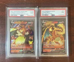 2021/2022 Pokemon Promo SWSH 133/017 Charizard V PSA 9 Mint 2 Cards Lot - Image 1