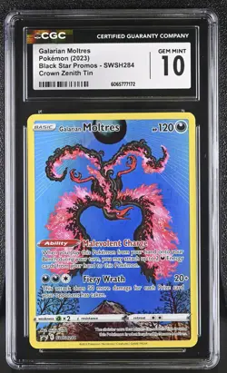 CGC 10 Galarian Moltres SWSH284 Crown Zenith Black Star Promo Pokemon Card - Image 1