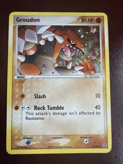 Pokemon Groudon Action Card 5/106 Emerald Holo Rare Moderately Played - Image 1