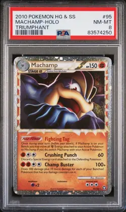 PSA 8 2010 POKEMON HEARTGOLD & SOULSILVER TRIUMPHANT 95 MACHAMP HOLO - Image 1