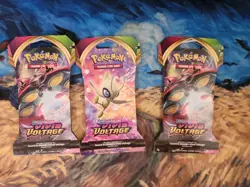 (3) POKEMON TCG Sword & Shield Vivid Voltage Sleeved Booster Pack!!!! - Image 1