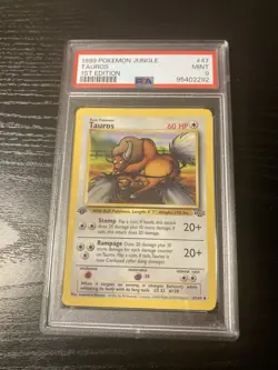 Tauros PSA 9 1st Edition Jungle Pokemon TCG 1999 - Image 1