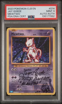 2023 Pokemon Classic #014 Mewtwo Holo Signed & Sketched Jay Goede Auto PSA 9 - Image 1