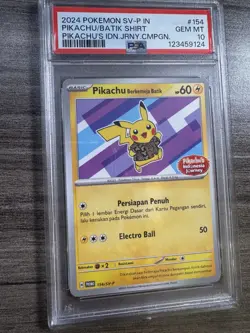 PSA 10 - Pikachu Berkemeja Batik 154/SV-P - Indonesia Journey Promo Pokemon - Image 1
