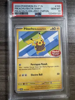 PSA 10 - Pikachu Berkemeja Batik 155/SV-P - Indonesia Journey Promo Pokemon - Image 1