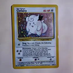 Pokemon TCG Clefairy 5/102 Holo Rare Card MP Base Set Unlimited - Image 1