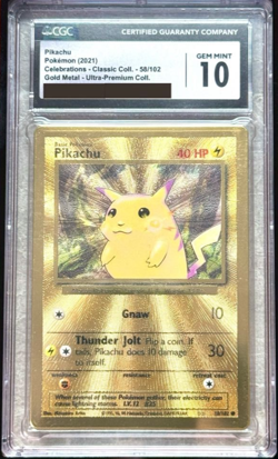 CGC 10 GEM MINT LEGENDARY Pikachu 58/102 Celebrations GOLD METAL Pokemon Card - Image 1