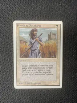 MTG Magic the Gathering UNLIMITED SWORDS TO PLOWSHARES NM Front LP Back - Image 1
