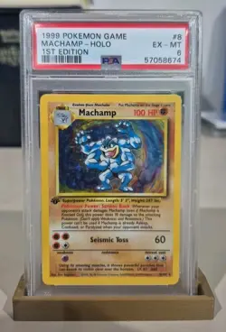 1999 POKEMON BASE SET 1ST EDITION #8 MACHAMP-HOLO PSA 6 - Image 1