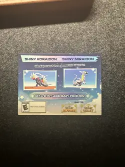 Pokemon Scarlet And Violet Serial Codes Shiny Koraidon or Miraidon UNSCRATCHED - Image 1