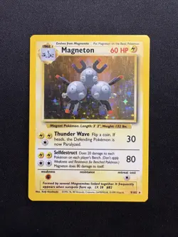 Magneton 9/102 Holo Unlimited Holo Rare Base Set Pokemon TCG LP - Image 1