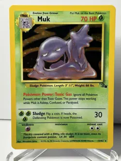Muk - LP Holo Rare - Vintage 1999 WotC 13/62 Fossil Set Pokemon Card - Image 1