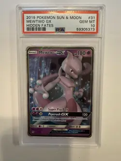 Mewtwo GX 31/68 Ultra Rare 2001 Sun & Moon Hidden Fates Pokemon TCG Card PSA 10 - Image 1