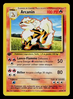 Pokemon Card - Arcanine Arcanin FRENCH 1st Edition Base Set 23/102 Uncommon - Image 1