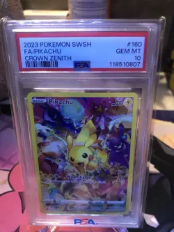 2023 POKEMON SWSH FA/PIKACHU CROWN ZENITH CARD#160 GEM MT PSA 10 - Image 1