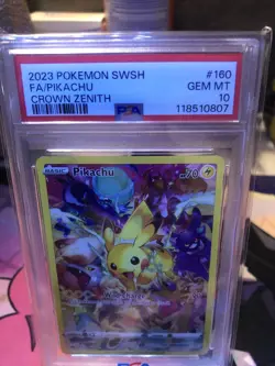 2023 POKEMON SWSH FA/PIKACHU CROWN ZENITH CARD#160 GEM MT PSA 10 - Image 2