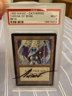 Mtg Beta PSA 9 Throne Of Bone | Magic the gathering | MINT | Signed On The Case - Image 1