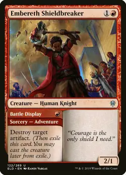 1x Embereth Shieldbreaker - NM MTG Foil Alternate Art - Throne of Eldraine - Image 1