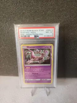 2019 Pokemon Mewtwo Cosmo Holo SM214 Hidden Fates Black Star Promo - PSA 8 - Image 1